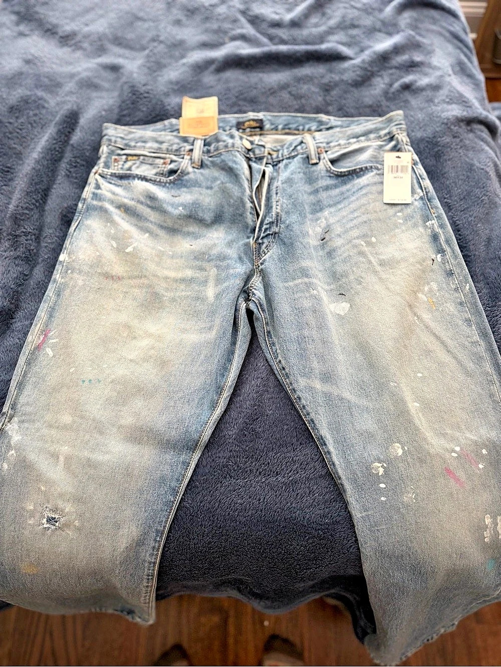 Polo Ralph Lauren The Hampton Straight Hand-Painted Jean Jeans Blue Waist 38